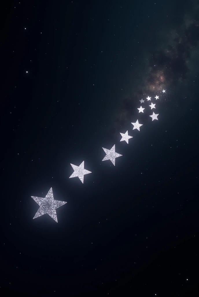 14 stars in rest in the black background. One other star is sliding and joining them.