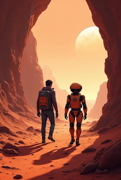 After a while, the golden light appeared again and Thomas was transported to Mars. Leaves, he saw red and desert landscapes. in Mars, met a robot called M4RT, who was curious and loved to explore. M4RT showed Tomás the Martian caves and ancient rock format...