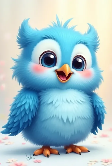 A very cute blue owl laughing a lot.