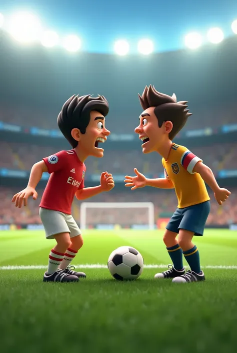 Animated image of people arguing while playing soccer
