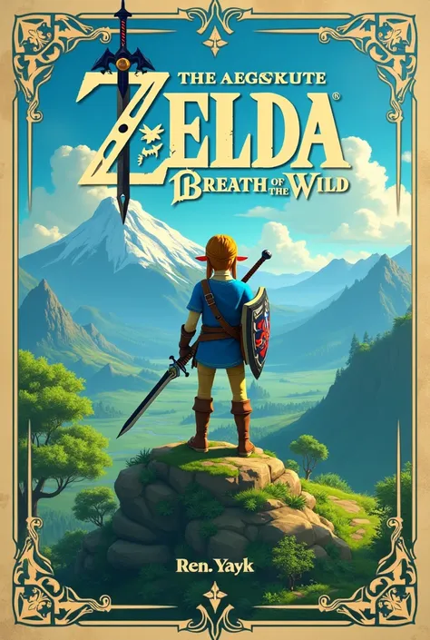 Label for school notebook with image of the game Zelda Breath of the Wild