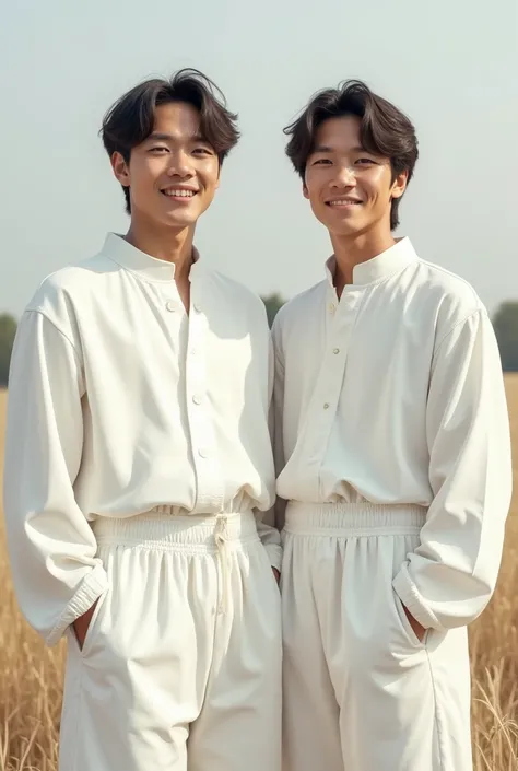 Young 2 man dressed in white