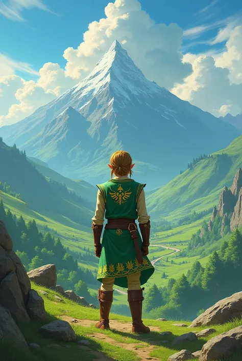 landscape format image, from the game zelda using the champion suit 