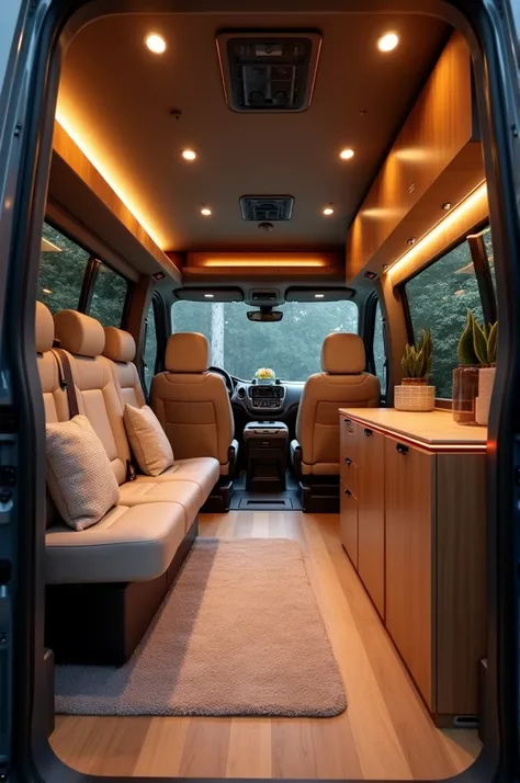 Modern and luxurious van interior