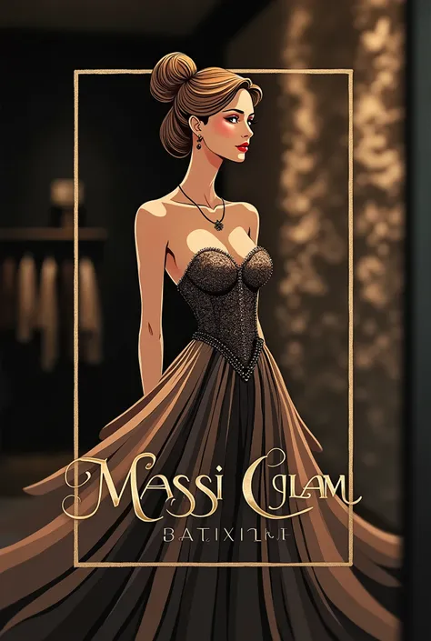 Make me a very glamorous and feminine logo that says Massi Glam Boutique is to sell clothes 