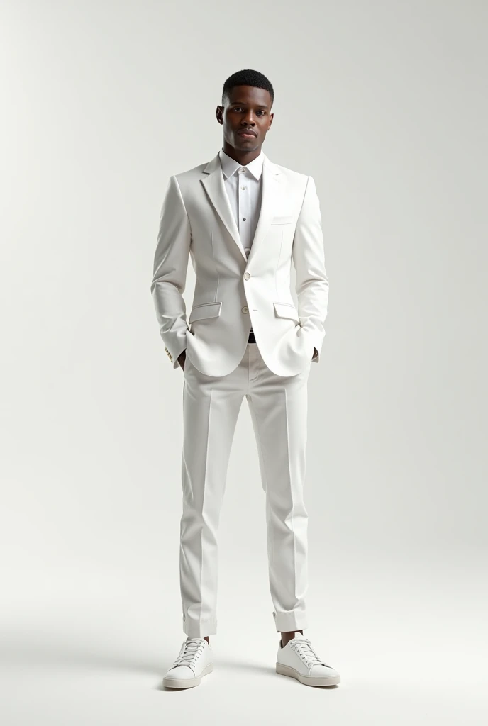 A single 2 light-skinned man dressed in a white suit 