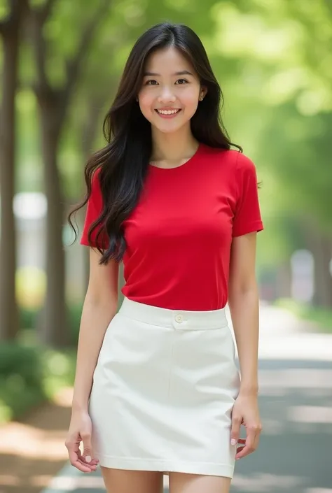 Aries (Aries):

prompt: A lively and energetic Japanese woman in her early 20s. She is wearing a red top and a white mini skirt.. The background is a sunny park with bright sunlight.. She is looking forward and smiling confidently. Make sure your images ar...