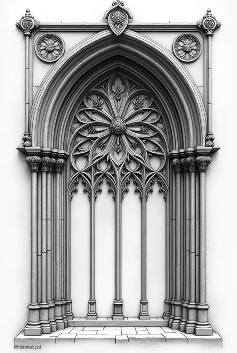 gothic window inspired by a rose window in sketch