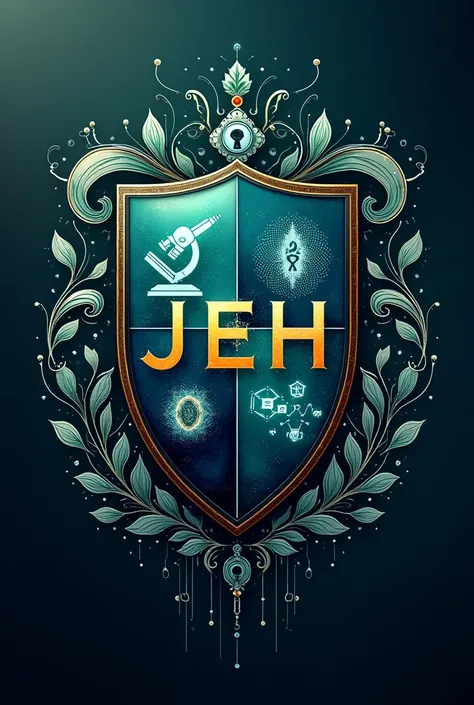 Create biomedicine coat of arms logo with name jeh