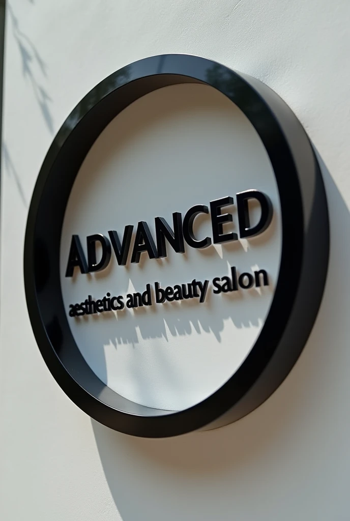 Create a clinic logo with the name Advanced Aesthetics and Beauty Salon Jeh inside a black piano circle on the clinic&#39;s facade 