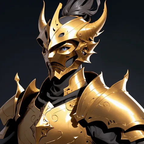 envision a 8k, highres, cinematic close up portrait of a knight named ornstein with a slender body with grand golden armor with ...