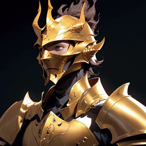 envision a 8k, highres, cinematic close up portrait of a knight named ornstein with a slender body with grand golden armor with ...