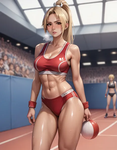 crotch bite、digging into the crotch、,((blonde hair, tanned, ))、wet legs、ponytail mai shiranui, 、、escape to, score_9, score_8_upp...