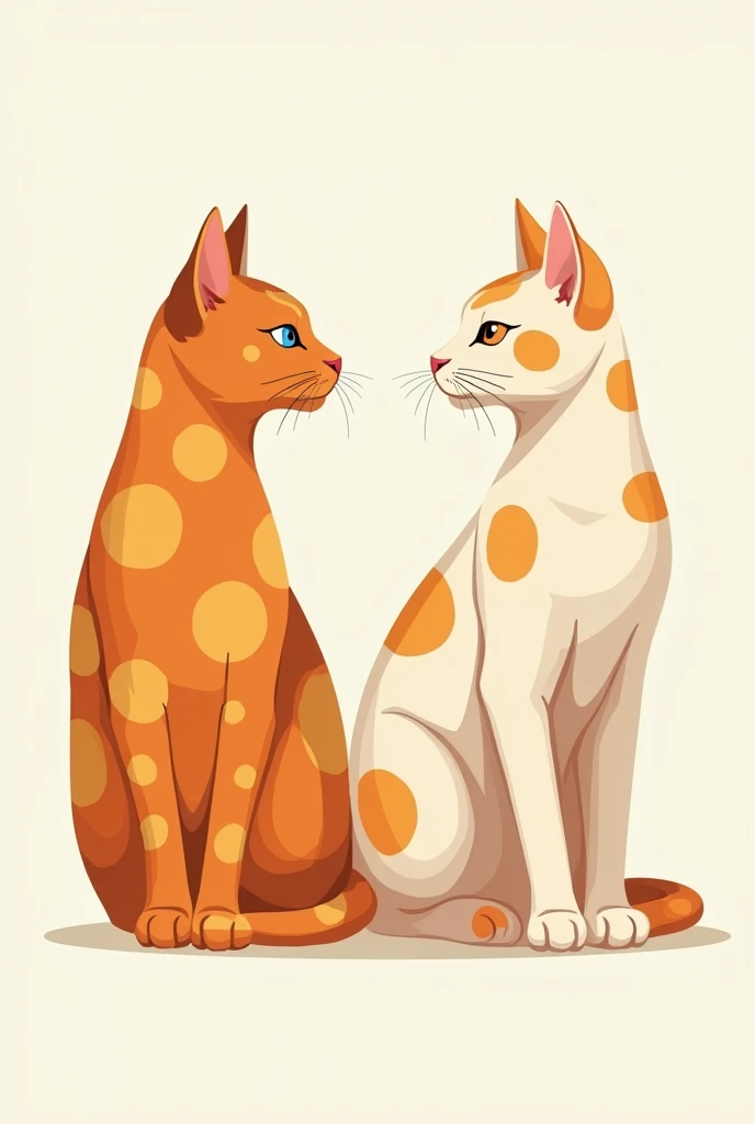 A logo of two white cats with orange spots, one a stronger orange and the other a very light orange, both males