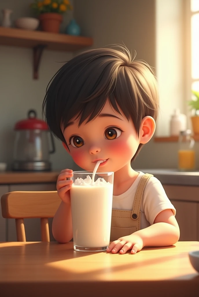 A child drinking milk