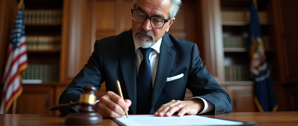 arafed man in a suit signing a book with a gavel, defense attorney, lawyer, signing a bill, lawyer suit, court session images, lawyer clothing, law contrasts, judges gavel, law - aligned, judge, gavel, outstanding detail, court images, editorial photo, thu...