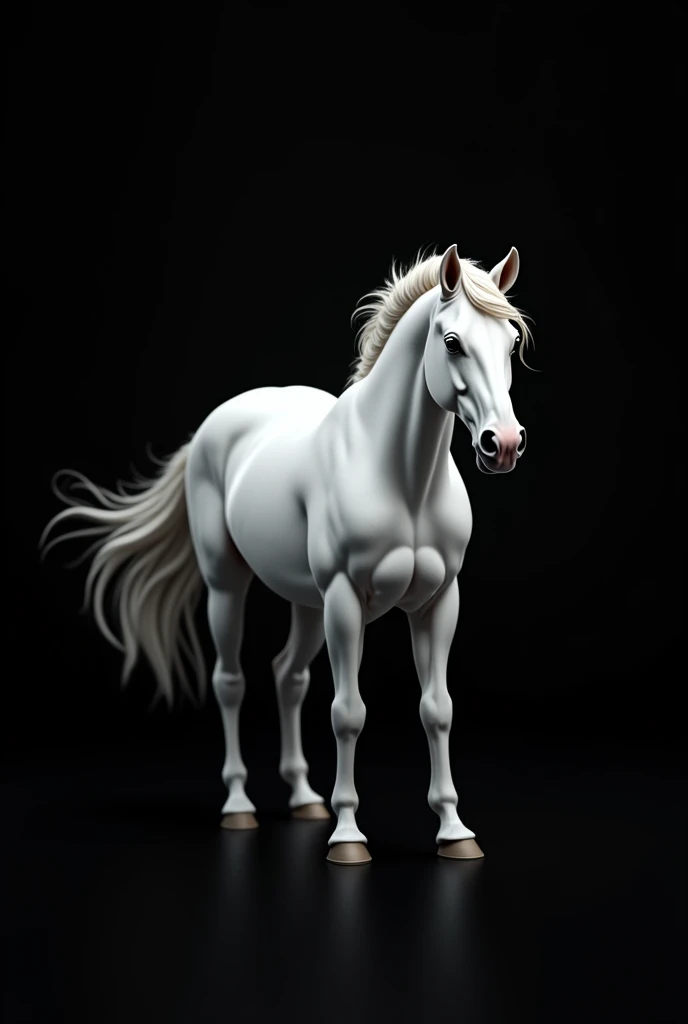 Pale white horse on black background