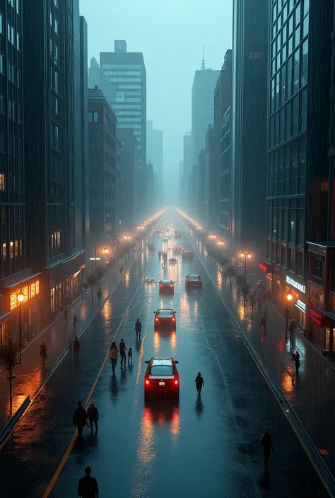 rainstorm，street，Aerial Photography