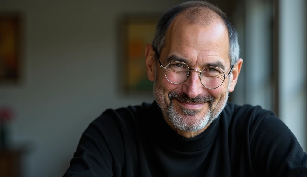 Steve Jobs,shot not bust,A commercial model photo, a gentle appearance