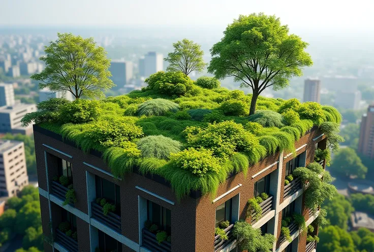 Types of Green Roofs: Intensive: Heavier, with trees and bushes, require more maintenance.