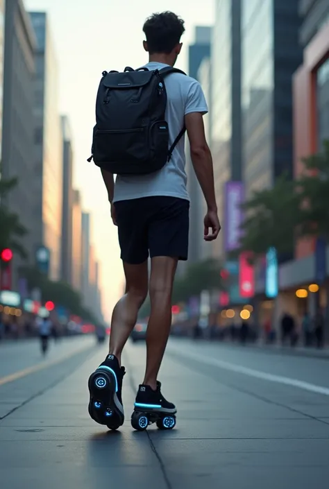 kick roller shoes that can hide  the roller below the shoeswith ai and gps