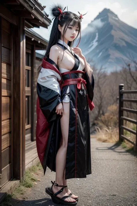 Big Tits,Big Ass,

Female Tengu Costume • Kimono:
	• color: Deep red or black、Kimono with strong colors such as dark purple as the base color。This shows her majesty and awesomeness.。
	•	Design: The kimono features clouds and mountains、Embroidered with natu...