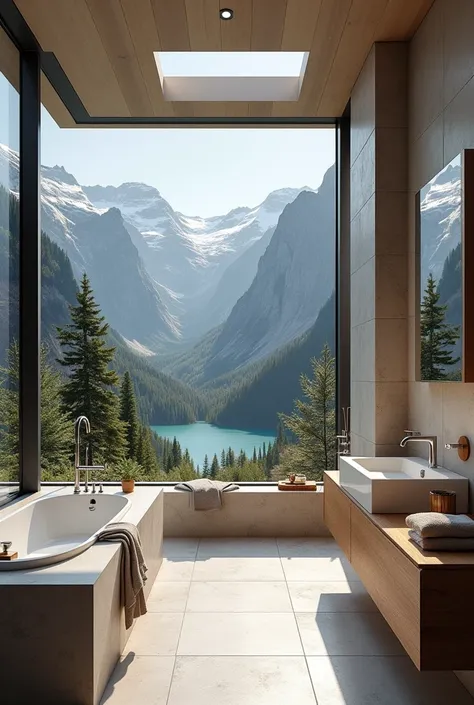 A modern bathroom at mountains
