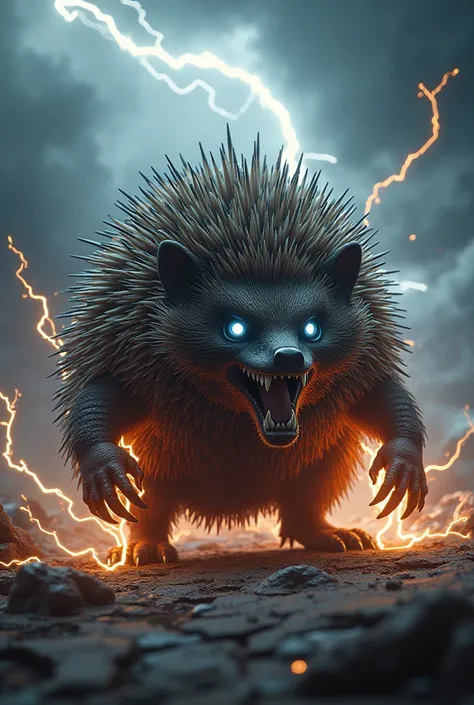 Make a hedgehog and draw him as an evil Thunder God, a little bit realistic and a little bit fantasy.
