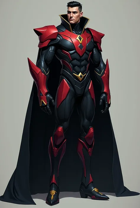 Physicist: Sentinel has an imposing stature, with 1,90m tall and well-defined muscles. Your presence is intimidating, with an always upright and confident posture.
tenue: His uniform is a high-tech armor, with a predominantly black color palette with red a...