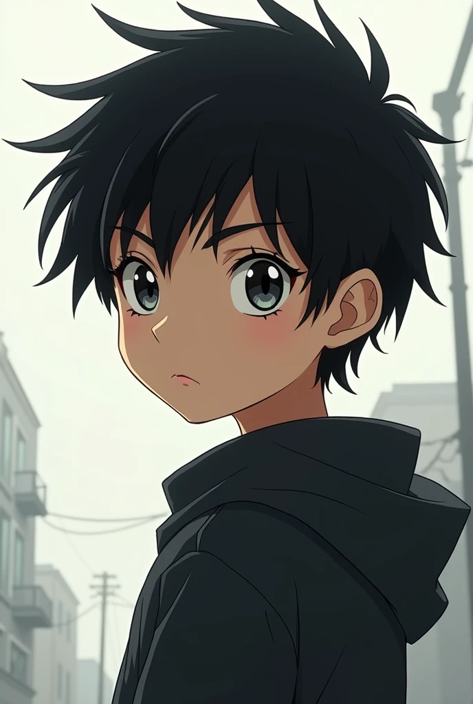 A black haired boy resembling Dazai in anime manga style