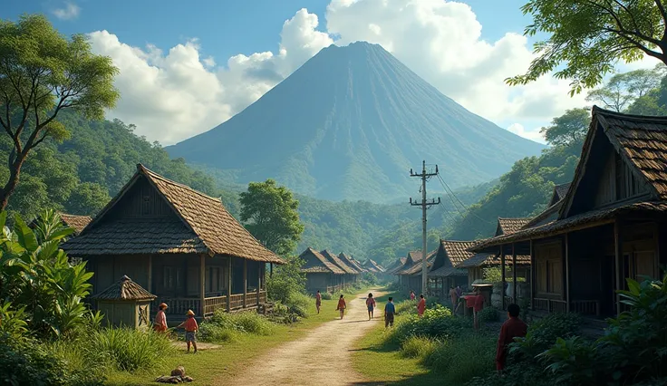 Village from Very ancient Ternate island, Maluku, Indonesia, hyper realistic, UHD, 64K