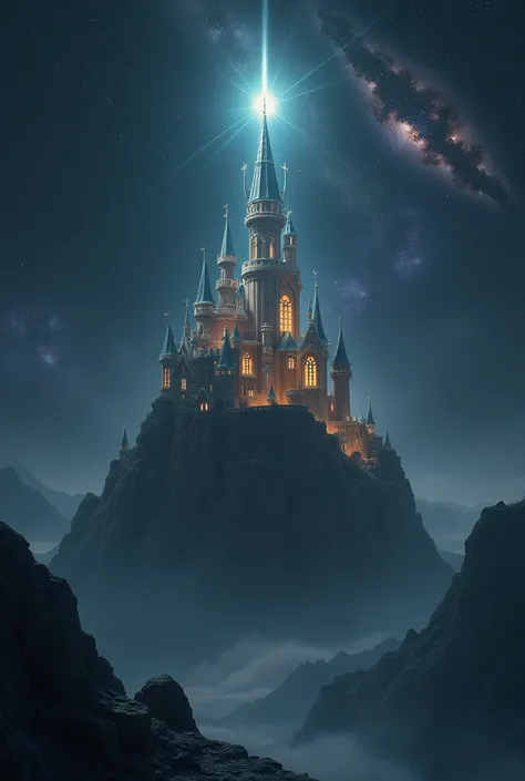 ( generates an image of a castle in space with an angelic glow looking towards the solar system from 1500km away)