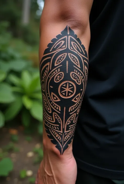 Maori compass tattoo on forearm