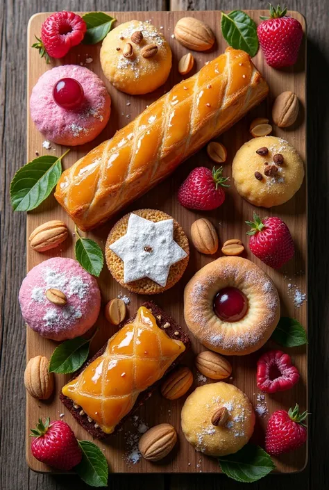 Israeli desserts from above realistic image


