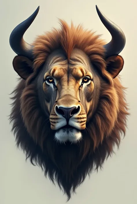 Make me an animal that is a bull and a lion, but I only want its face, no body. 