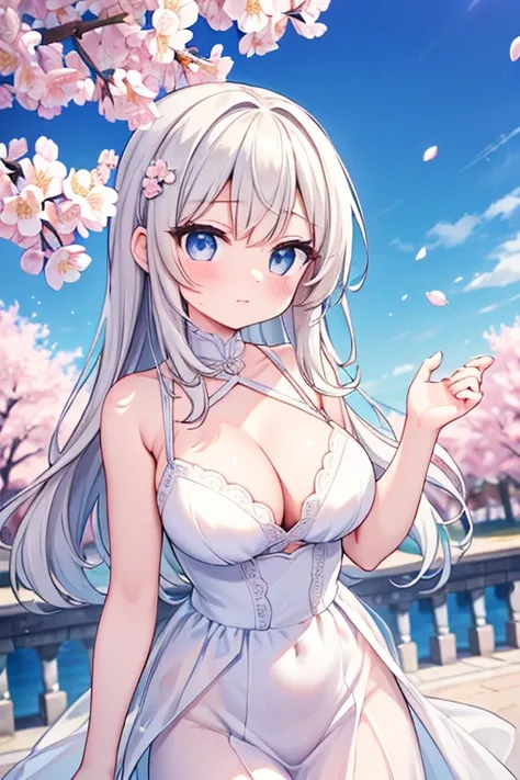 {{{masterpiece}, }}, {Highly detailed CG Unity 8k wallpaper}, wonderful, In detail, alone, {{Floating Hair}, }, {{cherry blossoms}, }, Outdoor, null, {{Wind}, }, Detailed Background, Beautiful attention to detail, See through:Evening Dresses:0.3, Cleavage,...