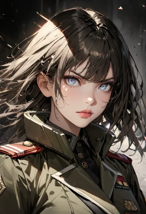 score_9, score_8_up, score_7_up, source_anime, best quality, amazing quality, very aesthetic, 1girl, beautiful detailed eyes, beautiful detailed lips, extremely detailed eyes and face, long eyelashes, military uniform, holding army handgun, serious express...