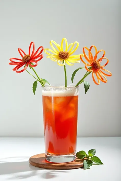  Use five rubber bands arranged in a circle, as if they were the petals of a flower, with a glass of michelada in the center.