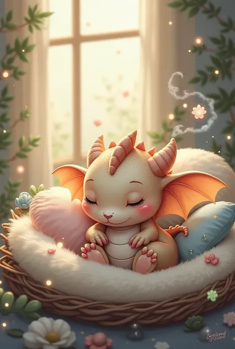 A Cute sleepy chibi dragon