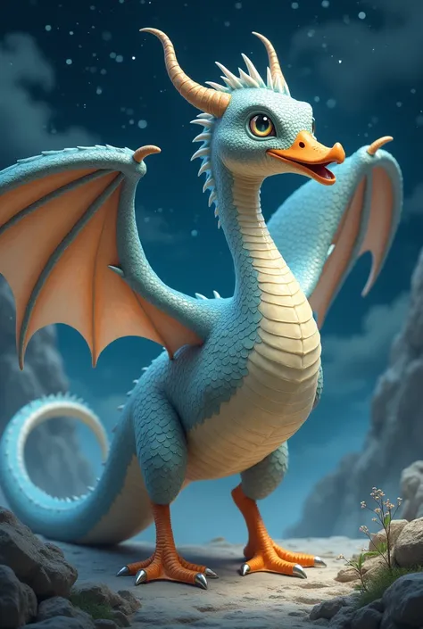 A dragon with duck legs