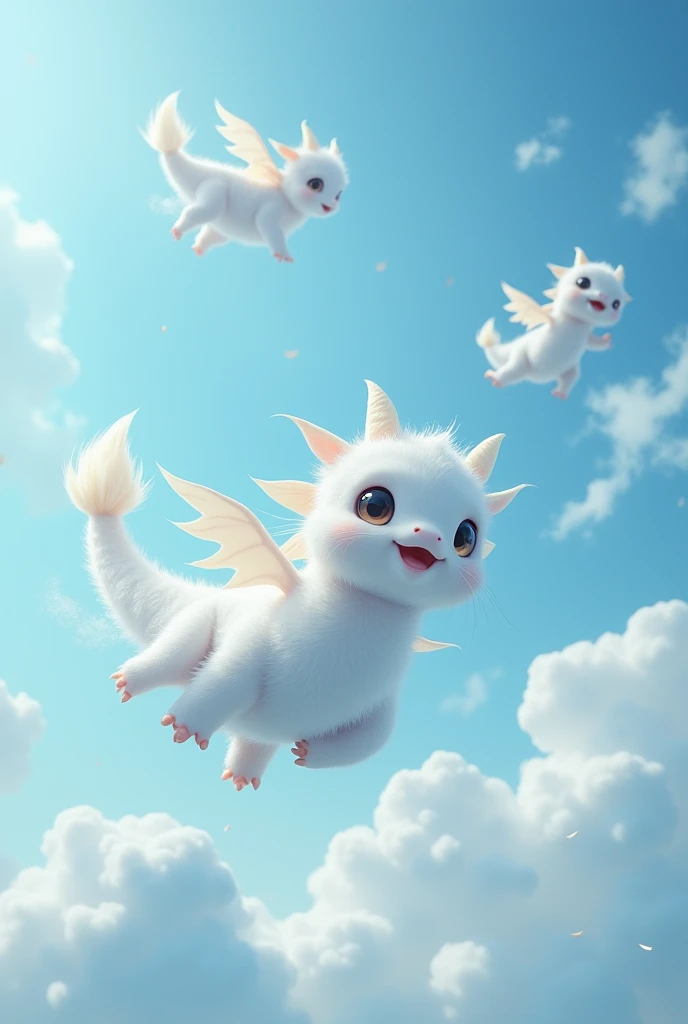 White clouds turn into cute dragons、Flying comfortably through the blue sky