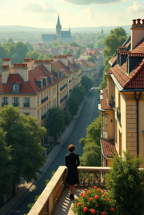 Rooftop view, a rich neighborhood , in France