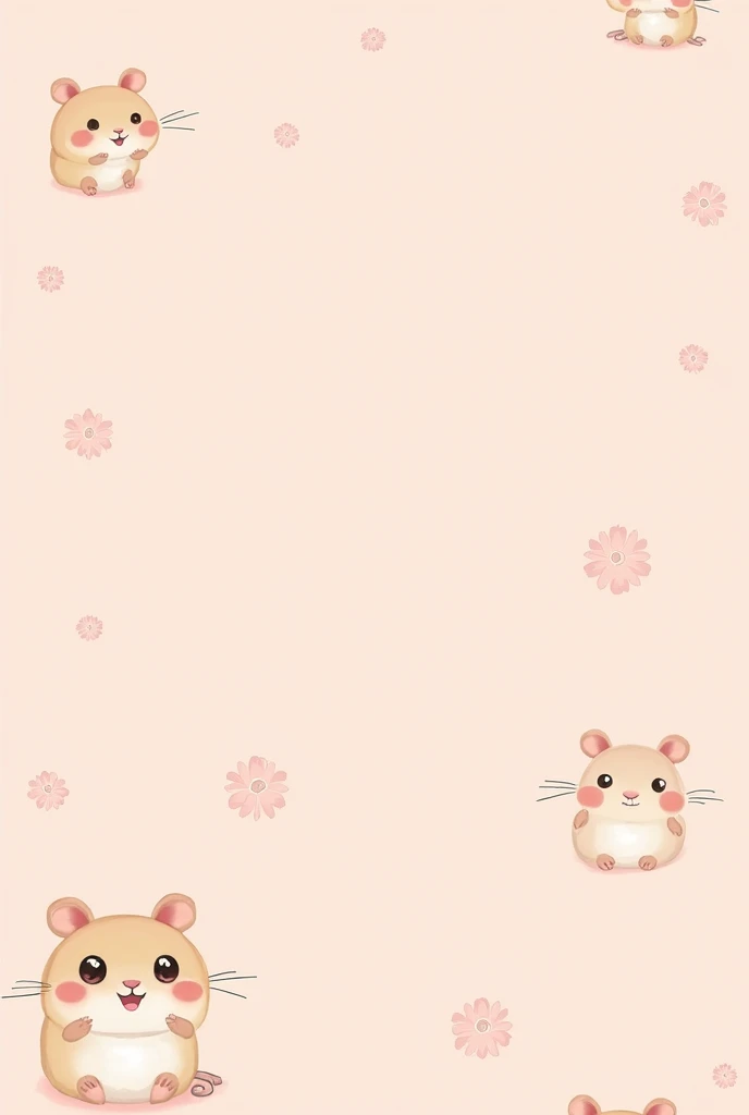 kawaii tiny hamsters head wallpaper baby pink background 