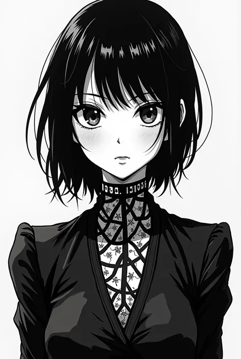 Create a black and white manga style image of Faye Malisorn, a atriz principal de Blank the series