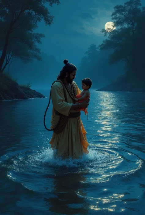 Vasudev crossing yamuna with carring sree Krishna 