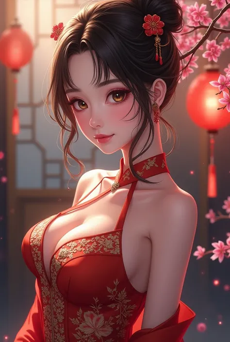 A sexy and hot slim anime girl with Chinese dress
