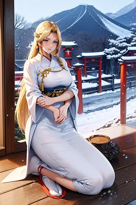 Masterpiece
 (Blonde woman,The facial expression is accurate,Anime style face,greenish blue eyes )
 Group
 ((((The location is a winter mountain in a snowstorm.))))
 ((((The location is a winter mountain in a snowstorm.))))
 ((((The woman is wearing a whit...