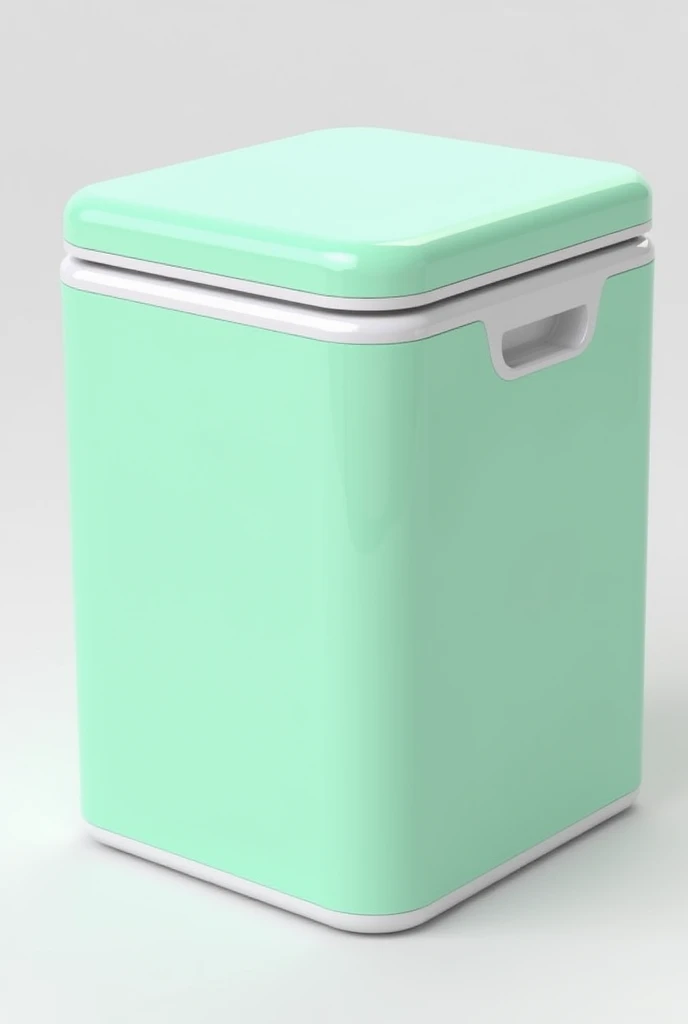 Features of the Eco Fresh portable refrigerator, 40 cm long and 30 cm wide, in mint green with white details, Integrated solar panel, USB port for charging devices, LED display and Bluetooth connectivity