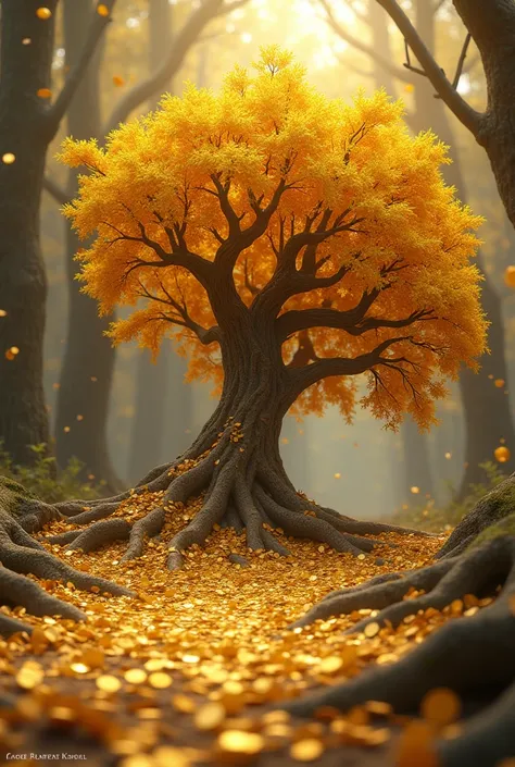 Golden tree fallen coins