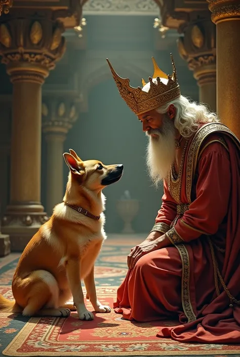 One mother dog talking with a king in a yagam place 